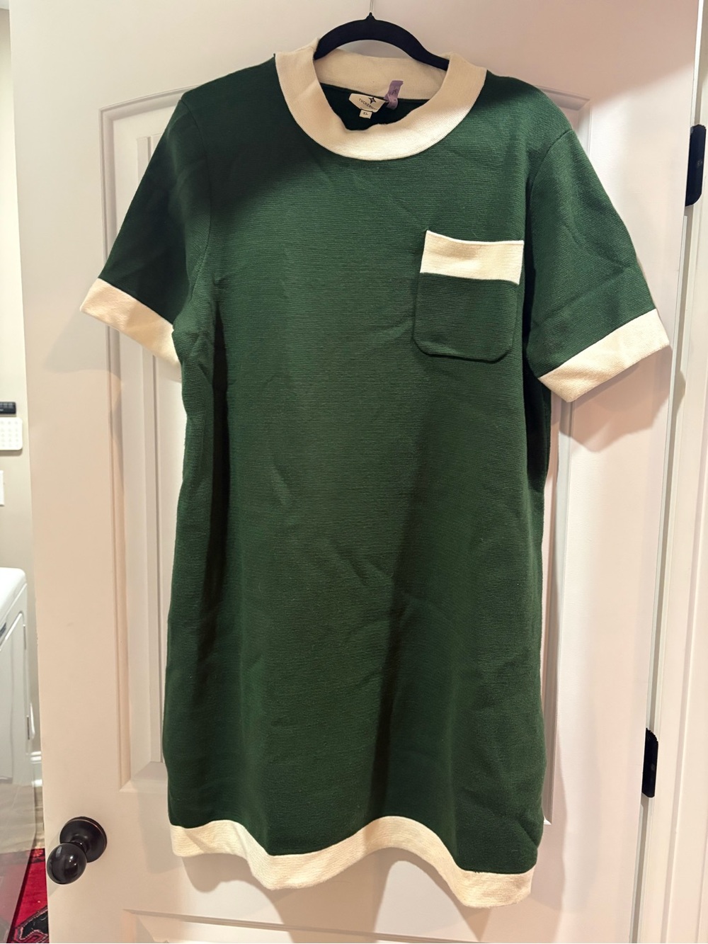 Tuckernuck Green Knit Dress with Cream Trim